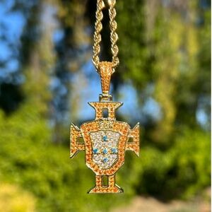 Portugal  Necklace Soccer Chain and Team Badge Pendant Gift